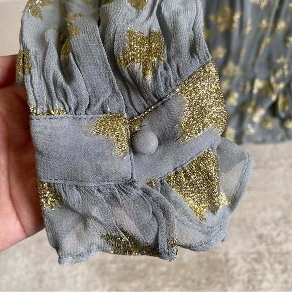 LOFT NWT Gray Long Sleeves Tunic Dress with Gold Star Accents, Size XS - Picture 4 of 5